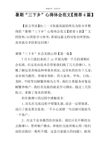 暑期“三下乡”心得体会范文【推荐4篇】