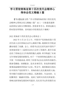 学习贯彻青海省第十四次党代会精神心得体会范文精编3篇