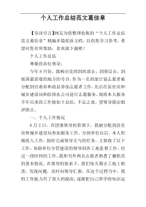 个人工作总结范文葛佳章