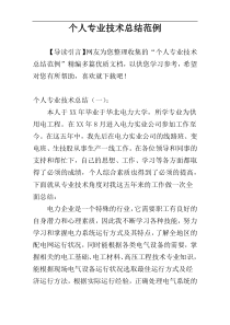 个人专业技术总结范例
