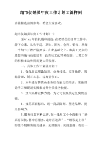 超市促销员年度工作计划2篇样例