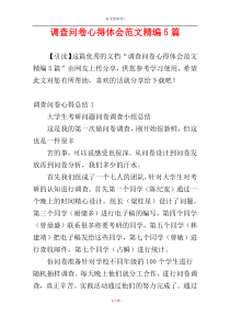 调查问卷心得体会范文精编5篇