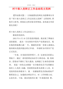 村干部入党转正工作总结范文范例