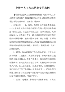 会计个人工作总结范文的范例