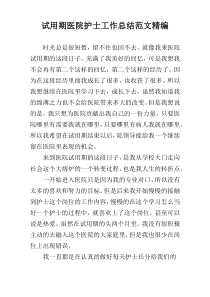 试用期医院护士工作总结范文精编