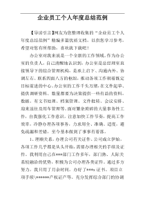 企业员工个人年度总结范例