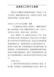 企业员工工作个人总结
