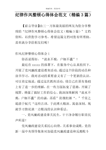 纪律作风整顿心得体会范文（精编3篇）