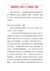 精编领导力是什么【精选5篇】