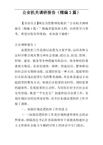 公安机关调研报告（精编3篇）