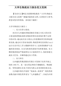 大学生物流实习报告范文范例