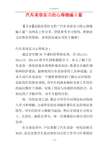 汽车美容实习的心得精编5篇