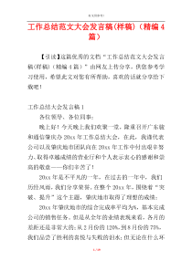 工作总结范文大会发言稿(样稿)（精编4篇）