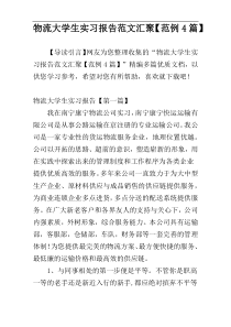 物流大学生实习报告范文汇聚【范例4篇】