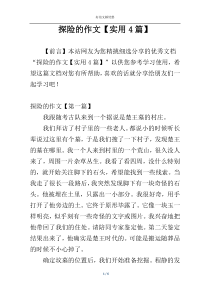 探险的作文【实用4篇】