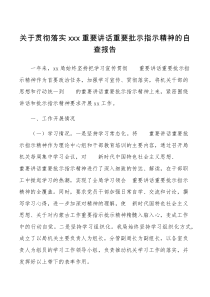 3篇关于贯彻落实重要讲话重要批示指示精神的自查报告工作经验材料范文3篇