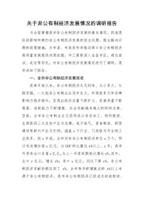 调研报告关于非公有制经济发展情况的调研报告