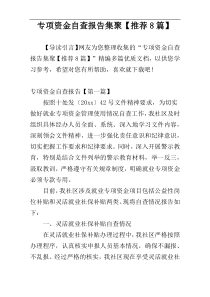 专项资金自查报告集聚【推荐8篇】