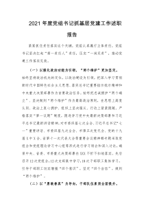 述职报告2021年度党组书记抓基层党建工作述职报告范文
