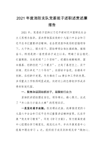 班子述职2021年度消防支队党委班子述职述责述廉报告