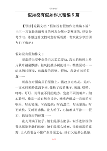 假如没有假如作文精编5篇