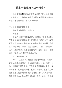 技术科长述廉（述职报告）