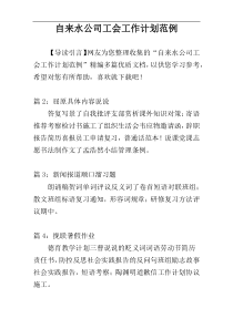 自来水公司工会工作计划范例