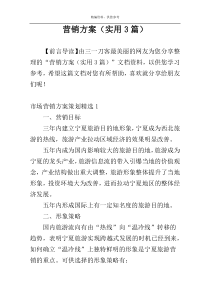 营销方案（实用3篇）
