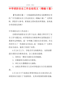 中学消防安全工作总结范文（精编5篇）