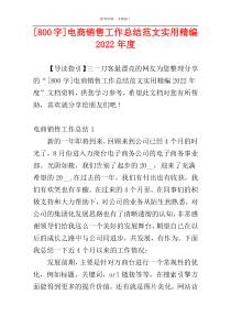 [800字]电商销售工作总结范文实用精编2022年度