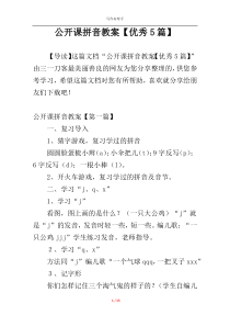 公开课拼音教案【优秀5篇】