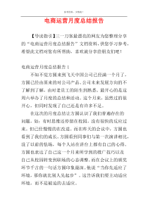 电商运营月度总结报告