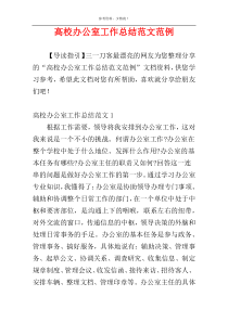 高校办公室工作总结范文范例