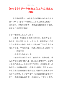[800字]小学一年级班主任工作总结范文精编