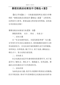 暑假实践活动策划书【精选4篇】