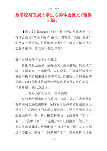 数字经济发展大学生心得体会范文（精编3篇）