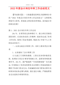 2022年度会计岗位年终工作总结范文