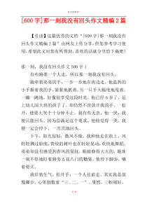 [600字]那一刻我没有回头作文精编2篇