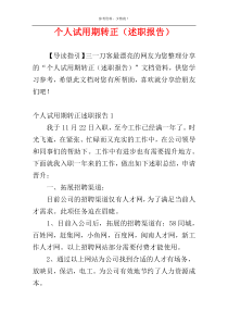 个人试用期转正（述职报告）