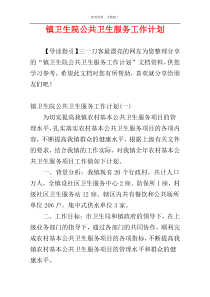 镇卫生院公共卫生服务工作计划