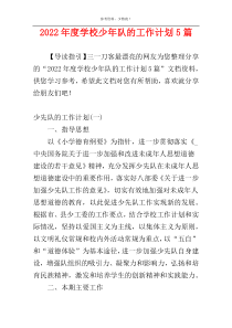 2022年度学校少年队的工作计划5篇