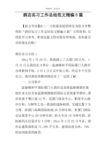 酒店实习工作总结范文精编5篇