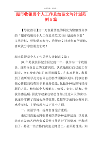 超市收银员个人工作总结范文与计划范例5篇