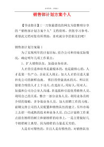 销售部计划方案个人