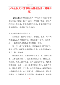 小学生作文丰富多彩的暑假生活（精编5篇）