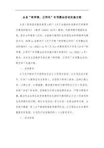 全县树师德正师风专项整治活动实施方案