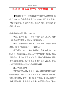 [800字]你是我的太阳作文精编3篇