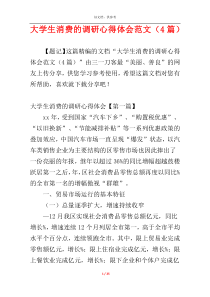 大学生消费的调研心得体会范文（4篇）