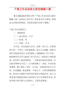 个案工作总结范文报告精编3篇