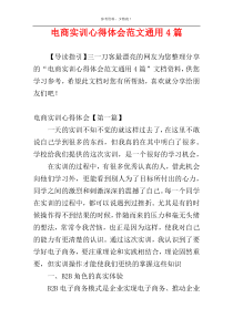 电商实训心得体会范文通用4篇